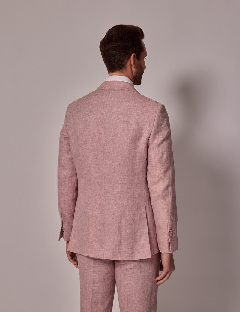 Pink Linen Beach Wedding Suit for Men