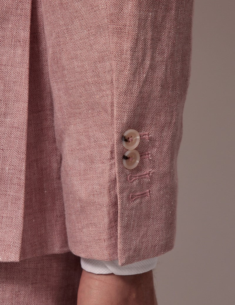 Pink Linen Beach Wedding Suit for Men