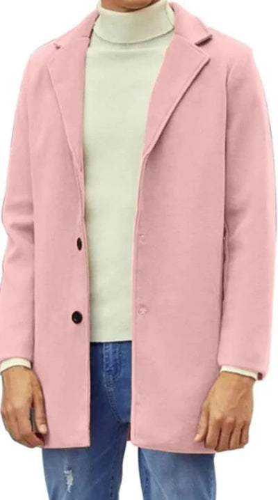 Mens Pink Wool Topcoat