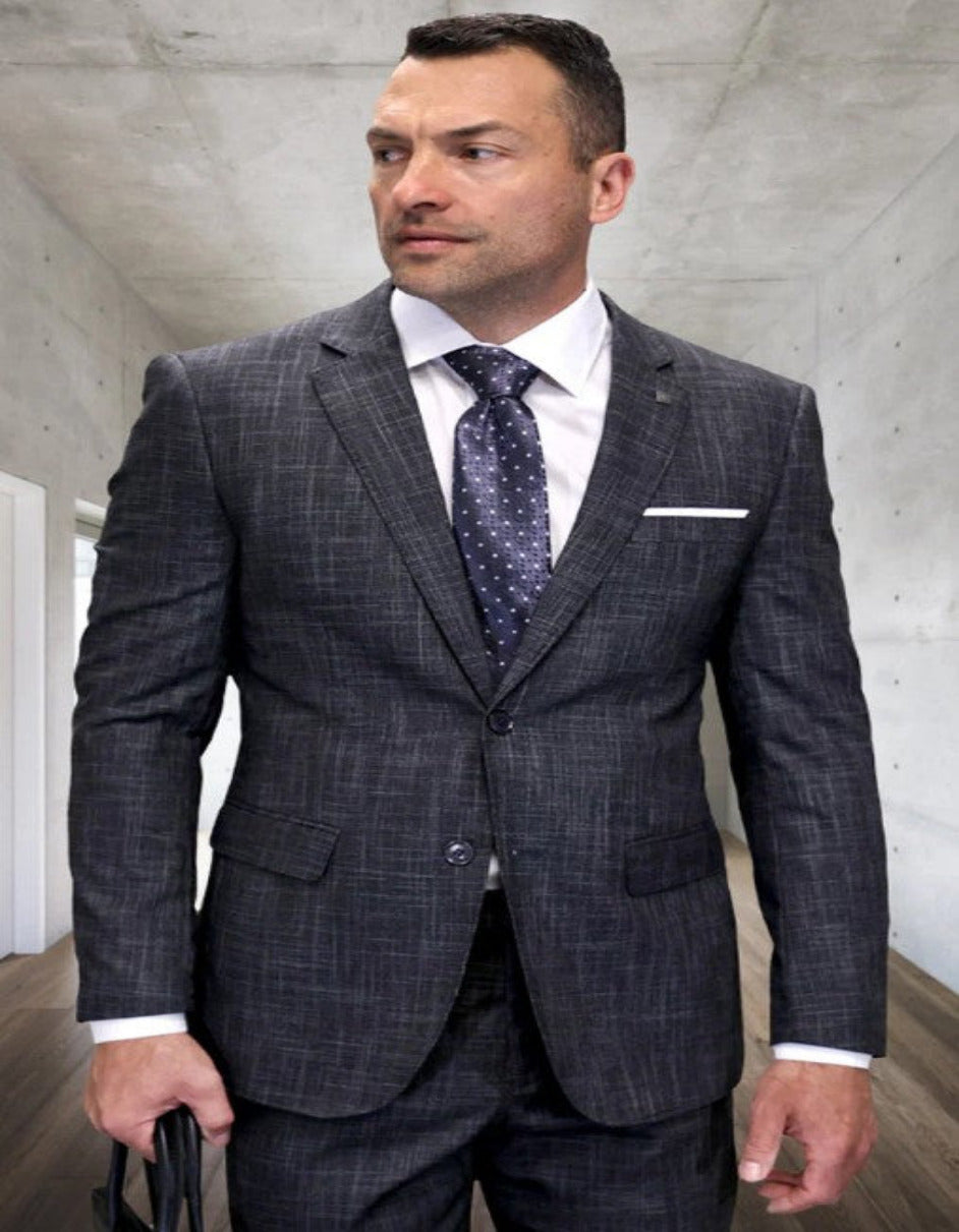 Men's Carbon Wool 3 Piece Suit - Italian Super 150's