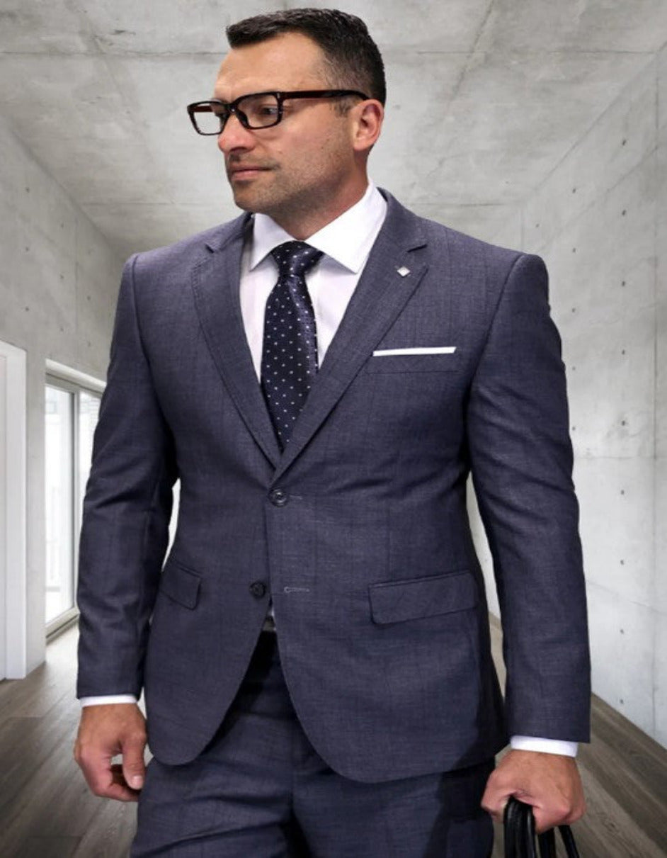3-Piece Italian Wool Suit in Dark Grey Plaid