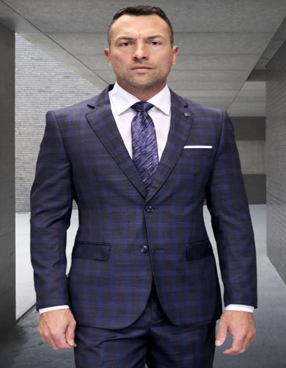 Heather Charcoal Wool 3-Piece Suit - Plaid Finish