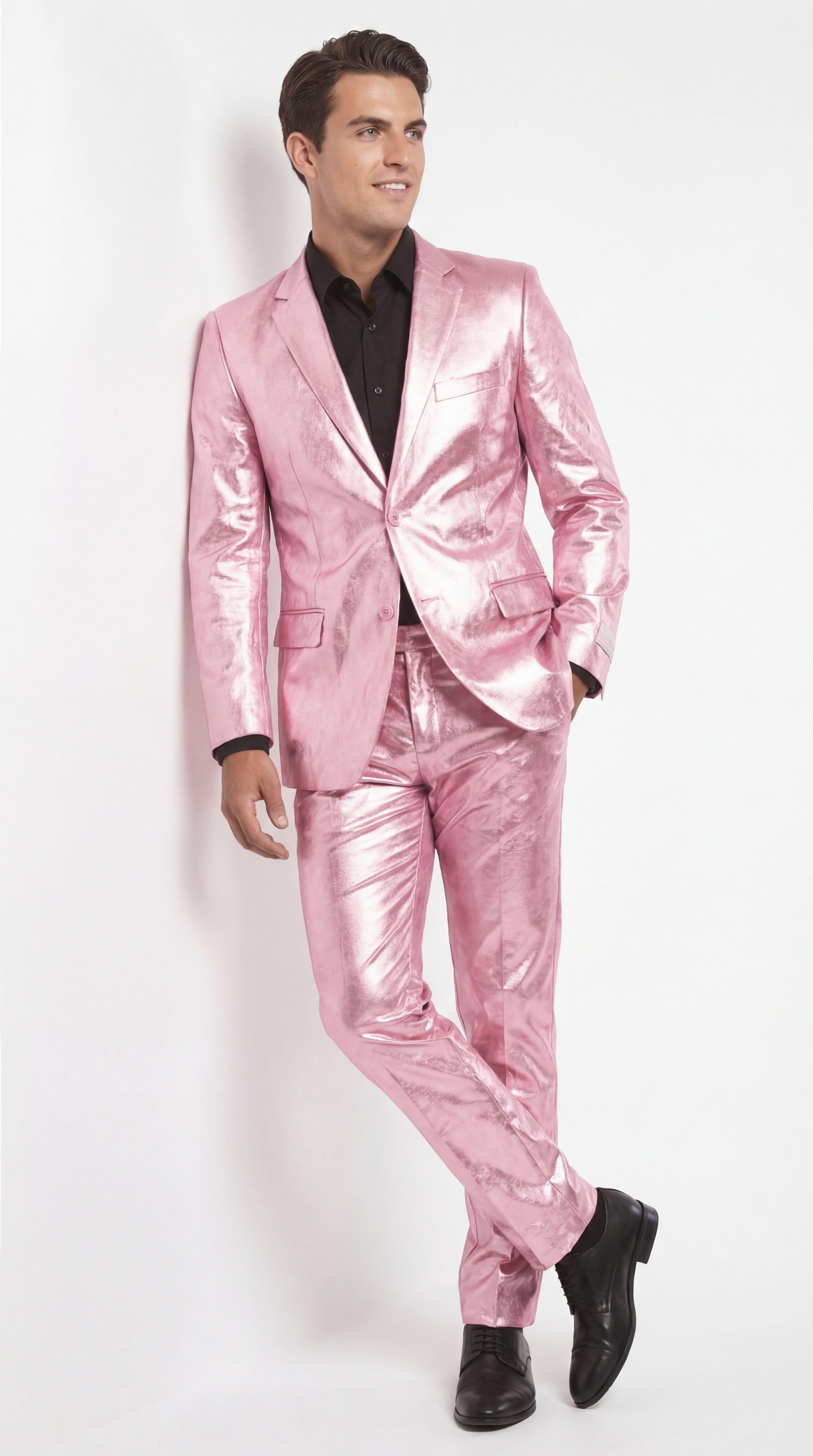 Shiny Metallic Party Pink Suit