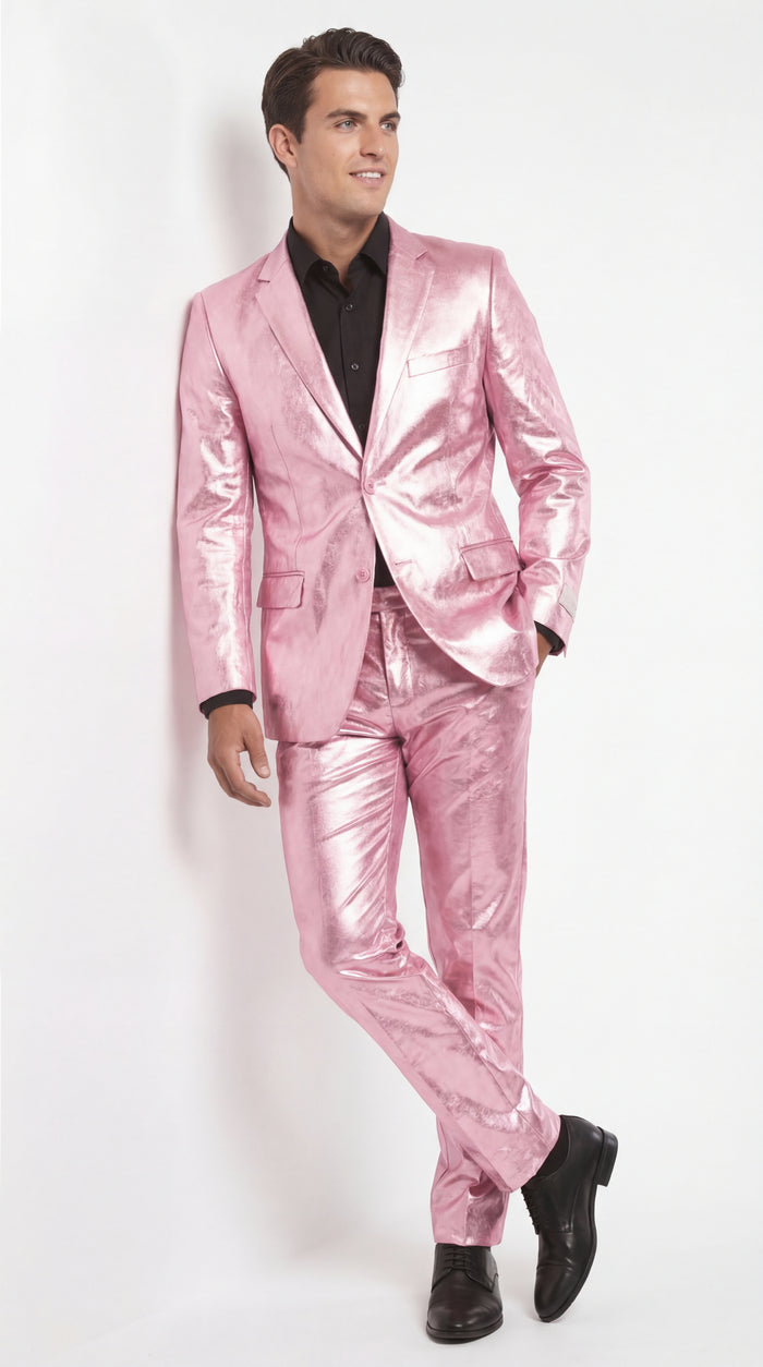 Shiny Metallic Party Pink Suit