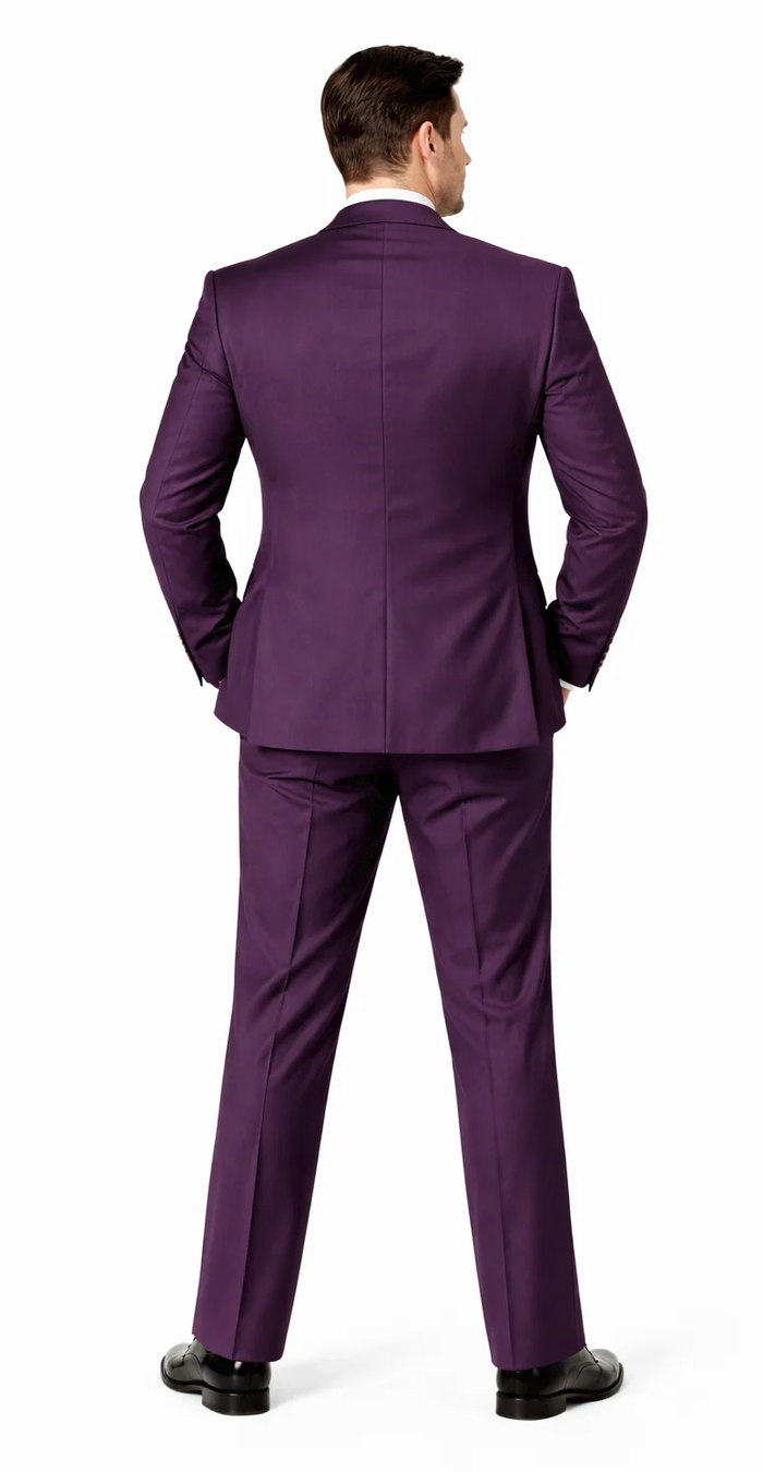 Plum Suit with Double Breasted Vest by Rossiman