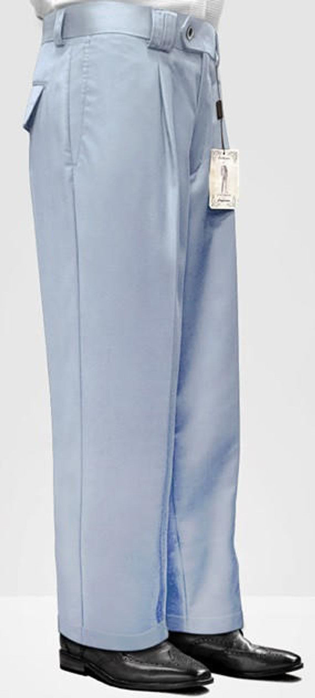 Powder Blue Wool Wide Leg Pants for Men