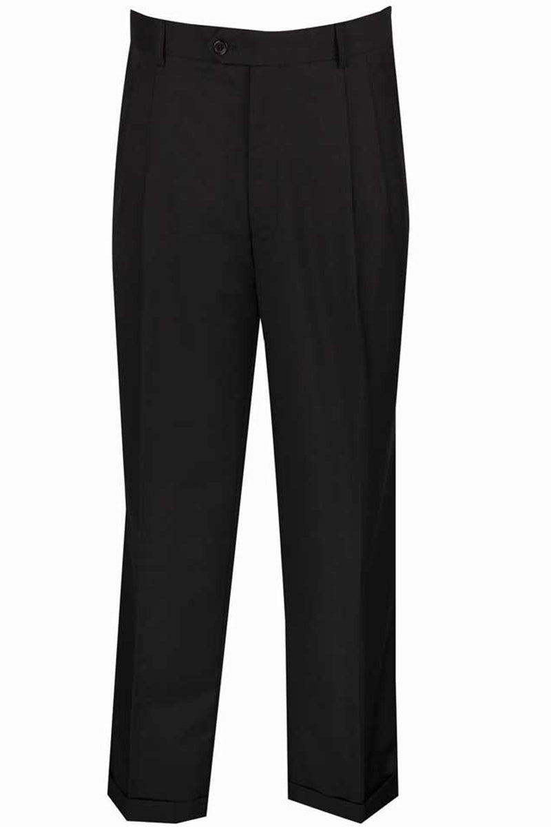 Classic Fit Black Single Pleat Dress Slacks