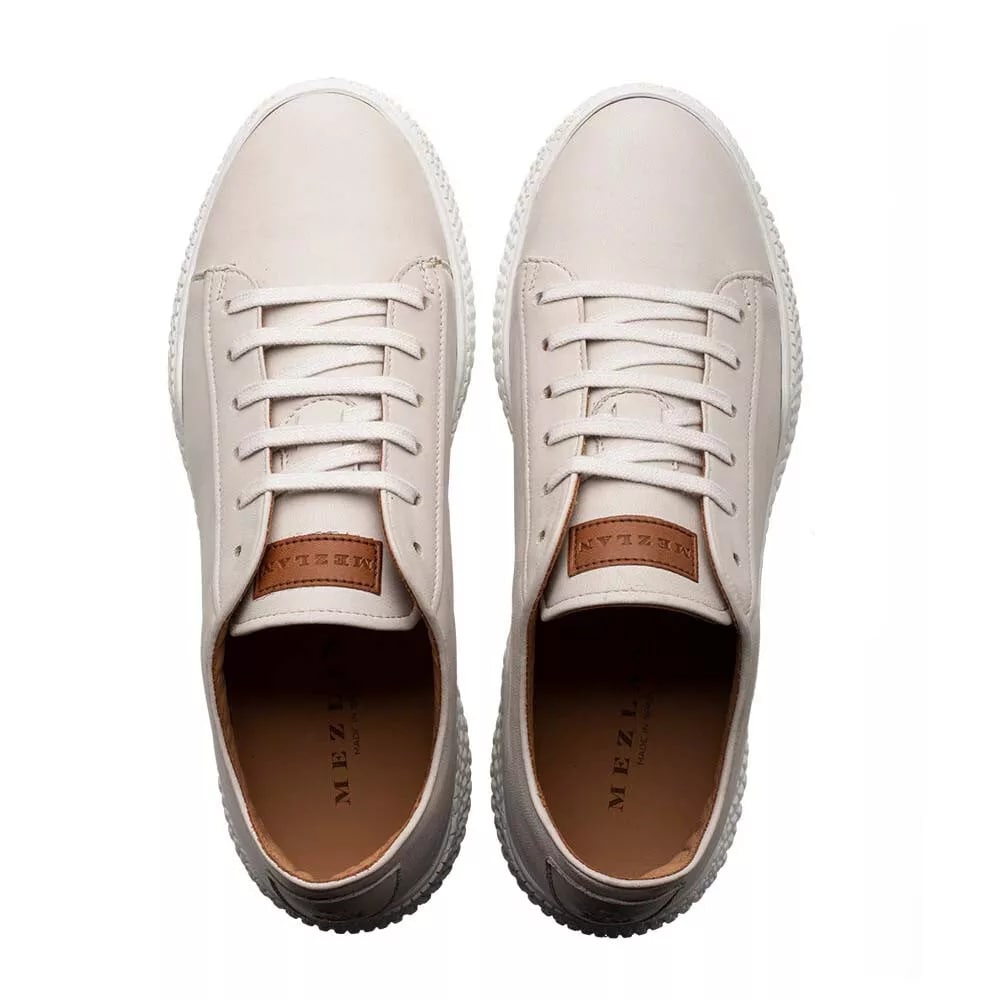 Mezlan Pristine White Leather Sneakers