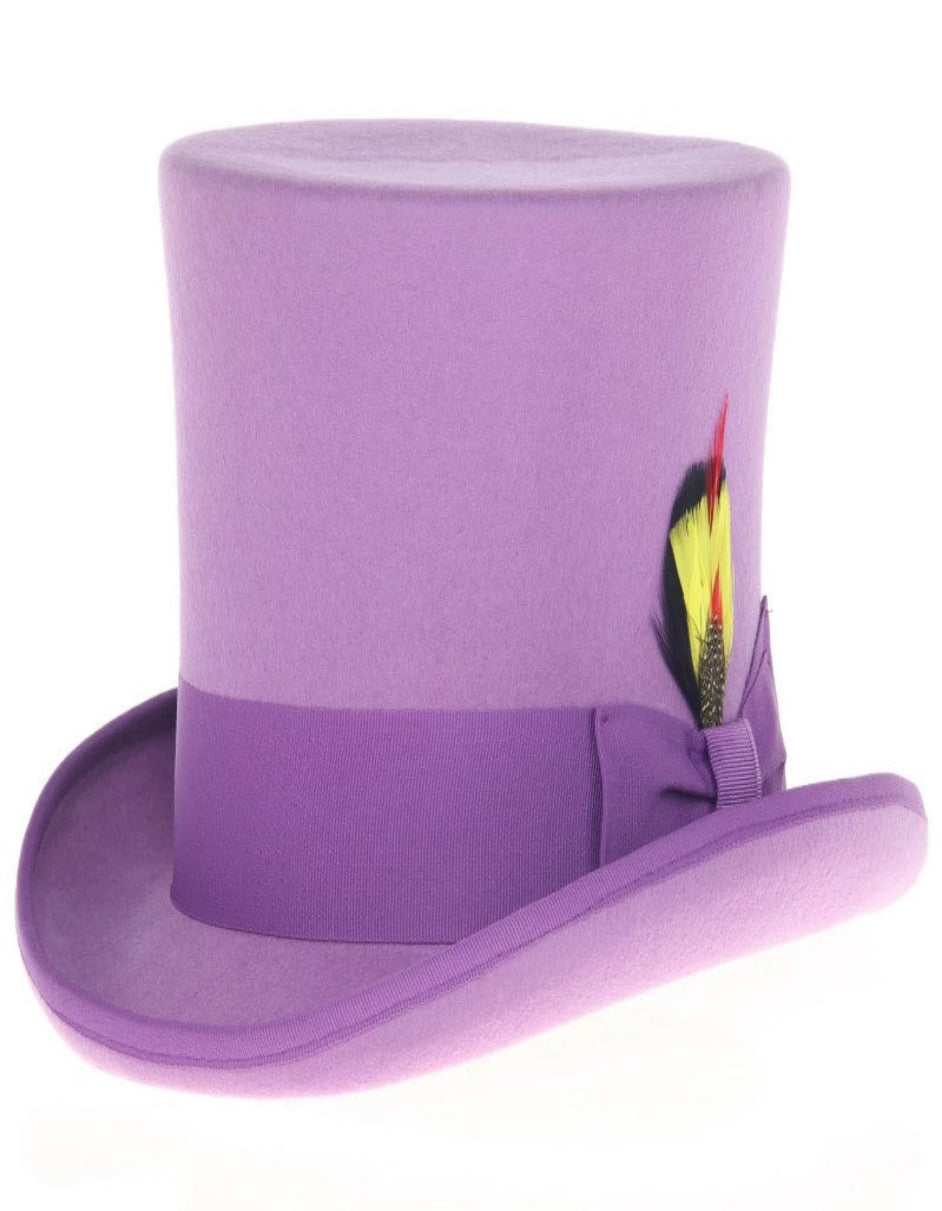 1920s Purple Fedora Wool Dress Hat - Tall Men's Topper