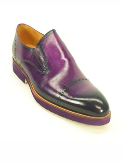 Men's Purple dress Perforated Pattern Slip on Stylish Dress Loafer Shoe