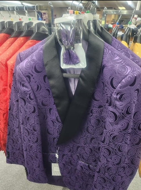 Paisley Shawl Lapel Tuxedo Jacket with Bowtie