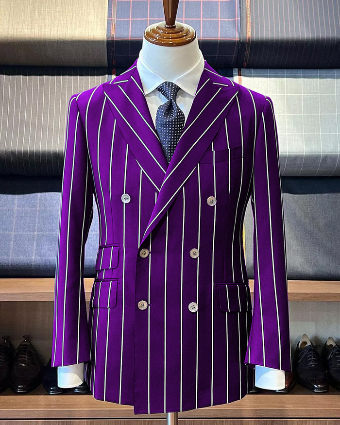 Purple Pinstripe Double Breasted 1920s Suit