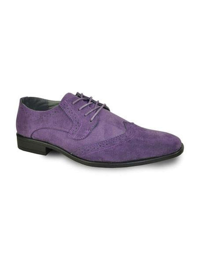 Men's Lace Up Tuxedo Suede Velvet Fabric Solid Pattern Shoe For Men Perfect for Wedding Purple