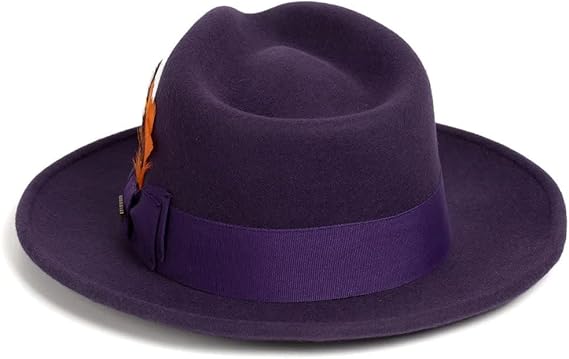 Gangster Wool Crushable Fedora - Purple