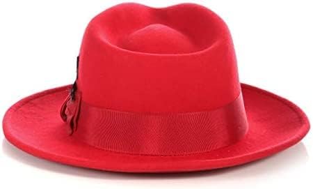 Gangster Red Wool Crushable Fedora with Feather