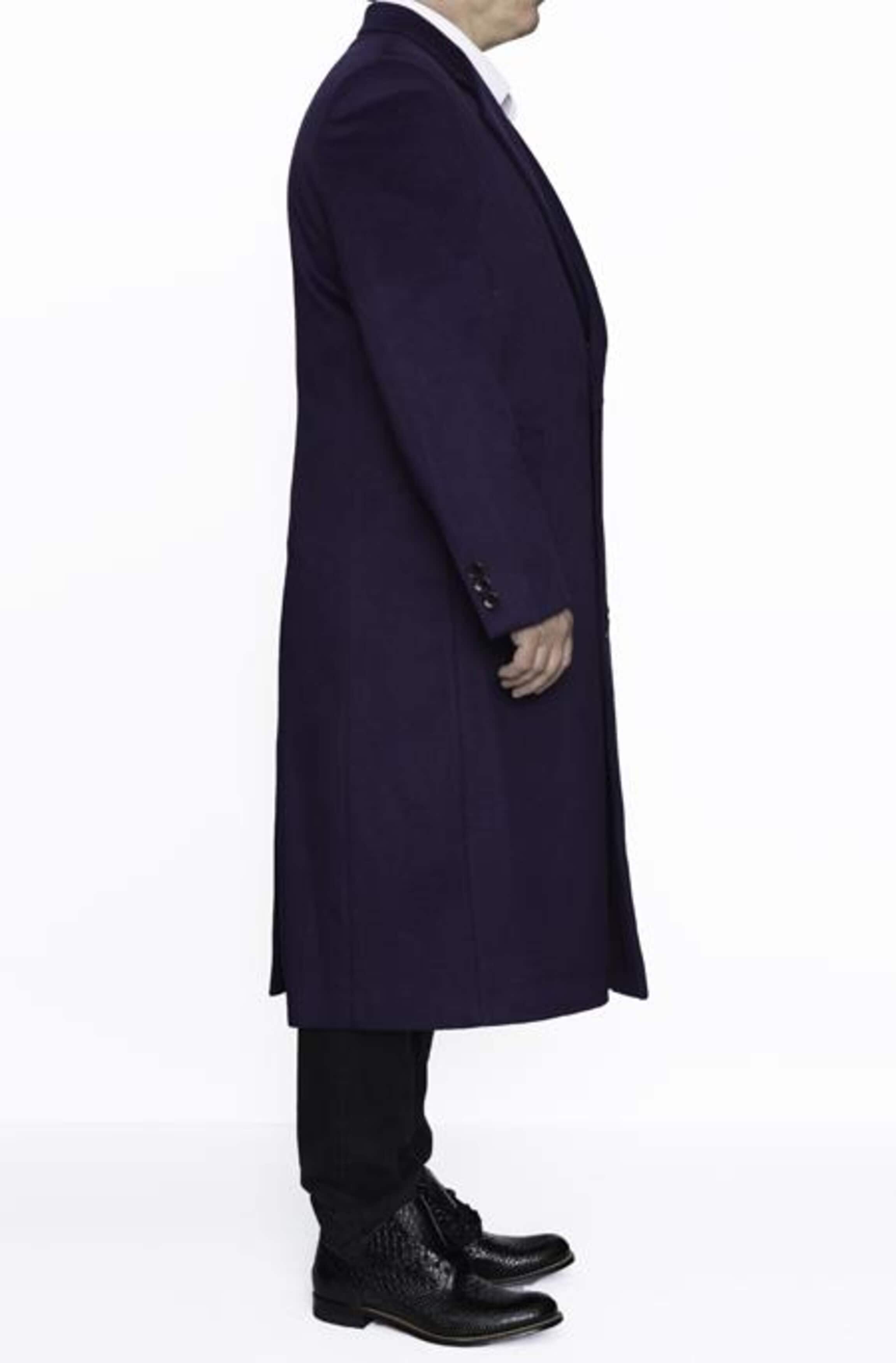 Men's Purple Wool 3-Button Topcoat