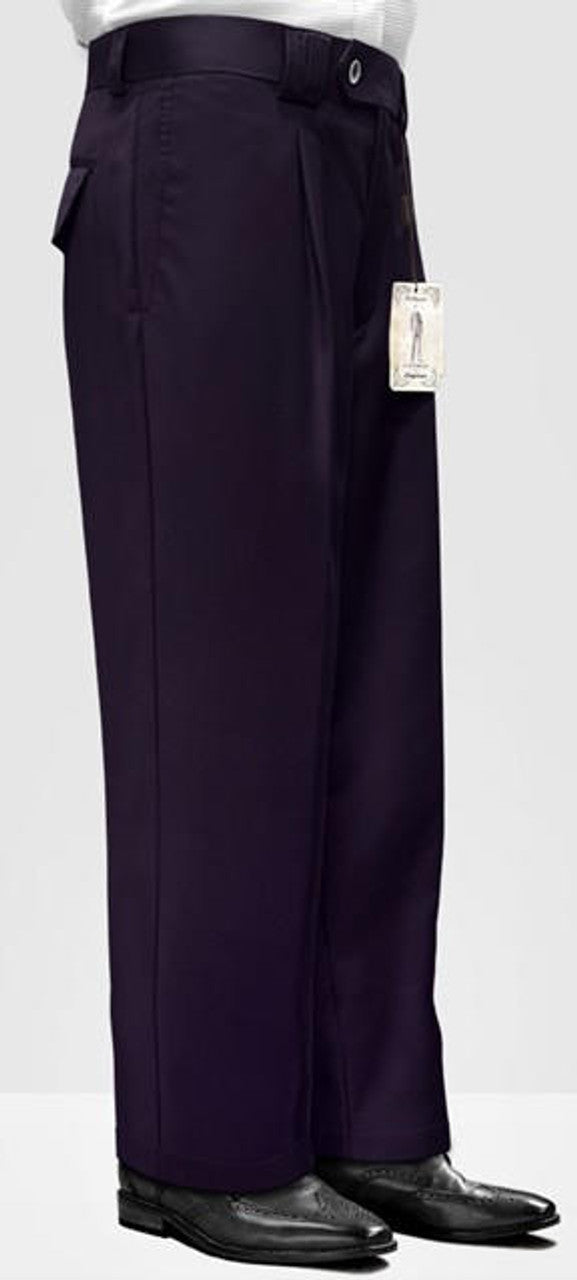 Eggplant Purple Wool Wide Leg Pants for Men