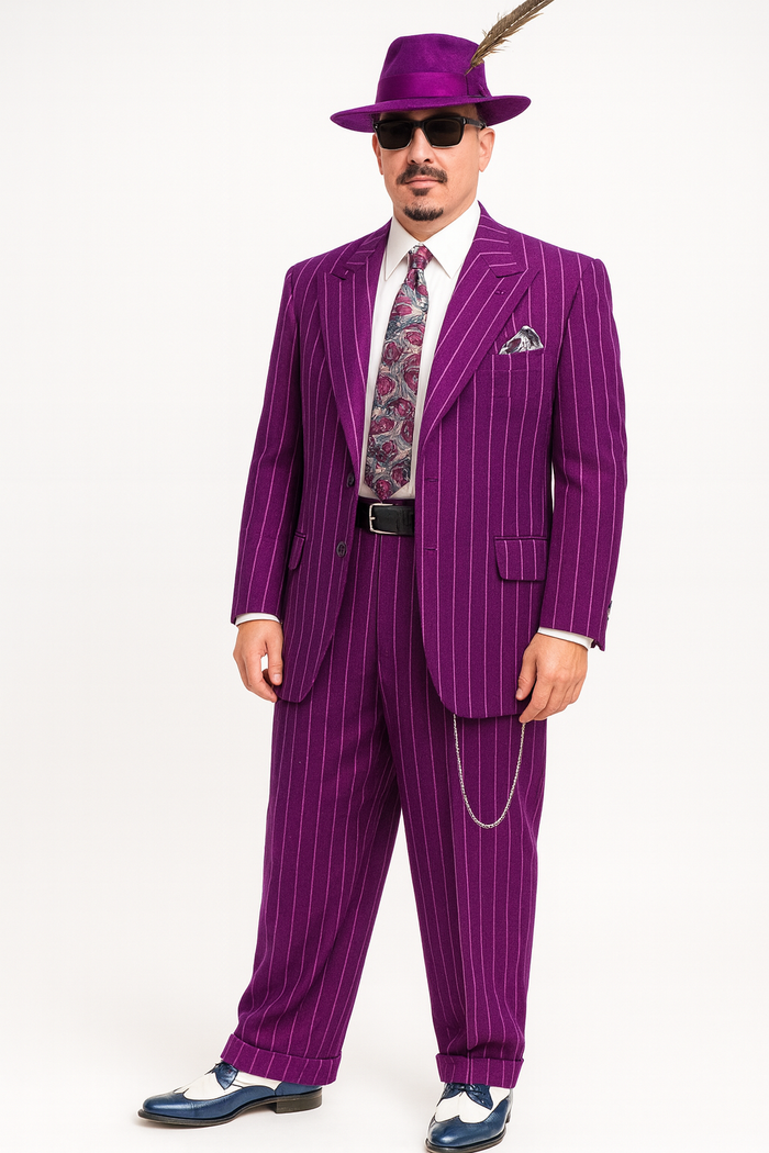Purple Pinstripe Zoot Suit 3 Piece Vintage Outfit