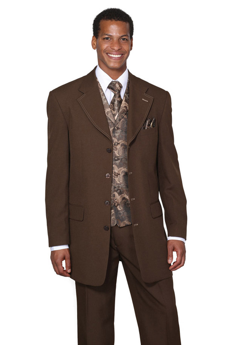 3/4 Length Contrast Stitch Suit & Paisley Vest