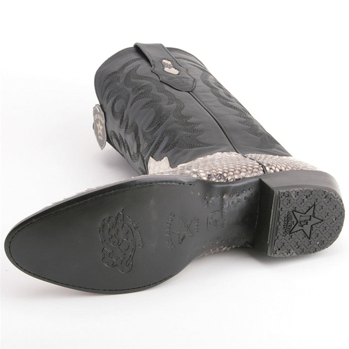 Natural Python Snakeskin Round Toe Boots