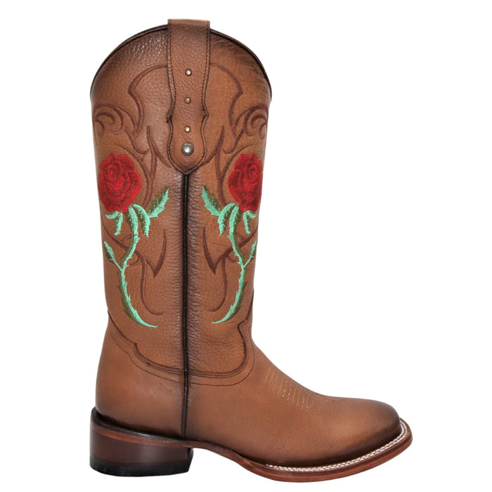 Cowgirl Boots With Red Roses by Quincy Boots