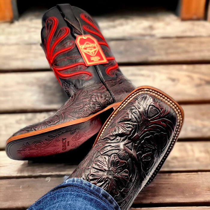 Print Hand-Tooled Cowboy Boots by Quincy Boots