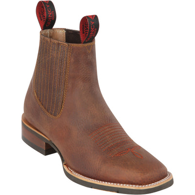 Brown Square Toe Ankle Boot