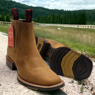Tan Short Cowboy Boots by Quincy Boots