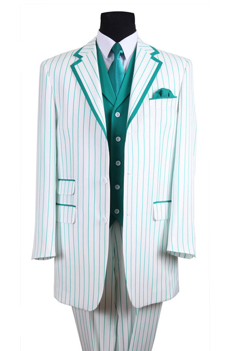 Vested Contrast Stripe Suit by Milano Moda