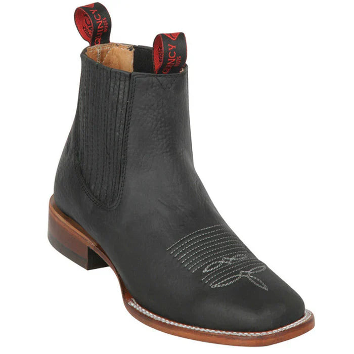 Mens Square Toe Ankle Boots Black