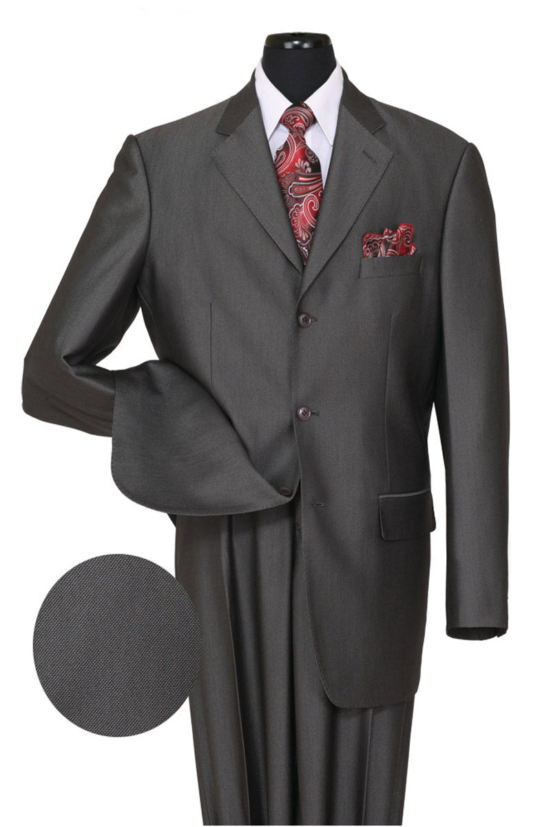 Mens Shiny Sharkskin 3-Button Suit - 2 Piece, Black/White
