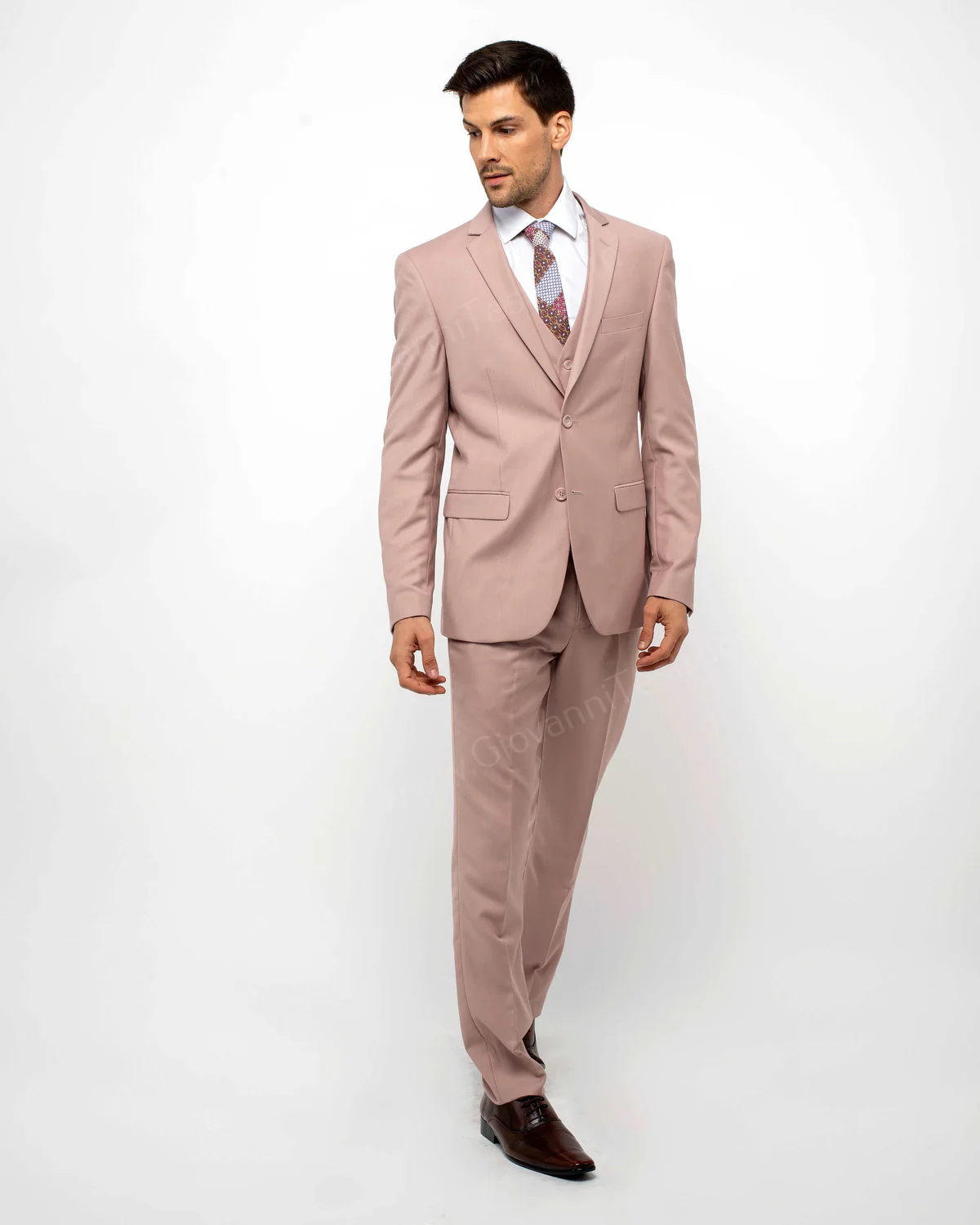 Mauve Notch Lapel Suit for Men