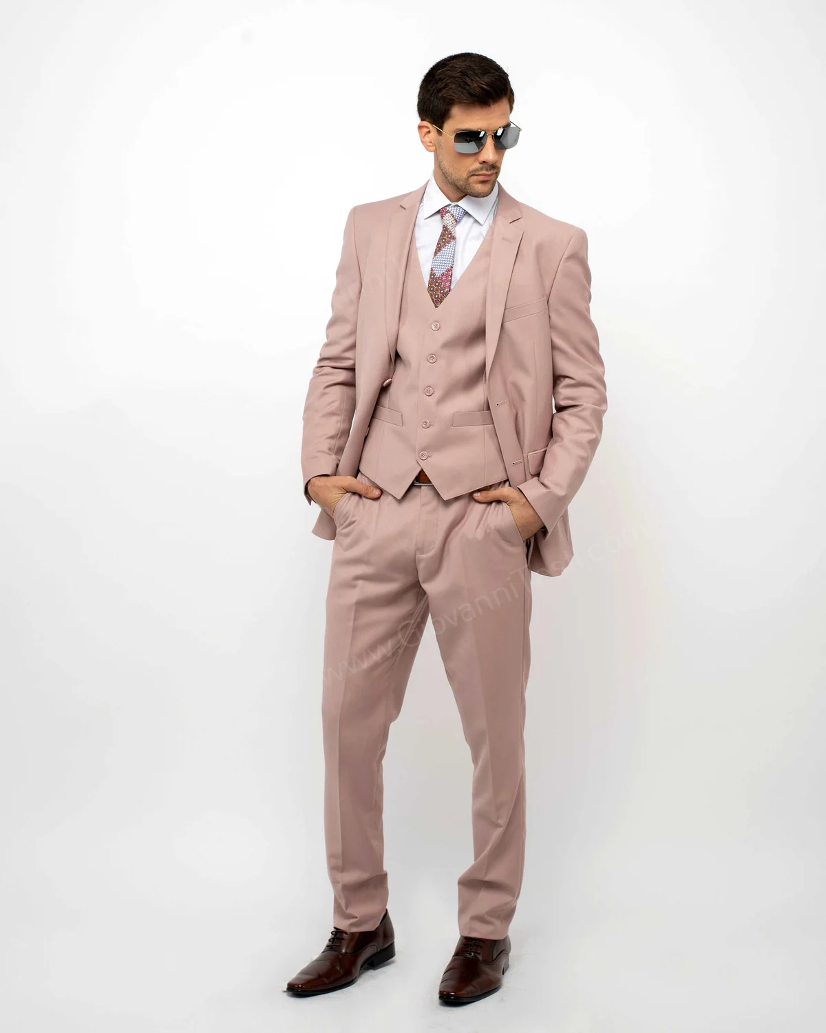 Mauve Notch Lapel Suit for Men