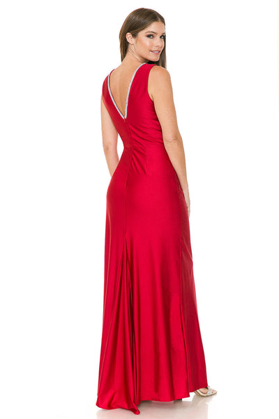 Formal Dress Deep V-Neck Embellished A-Line Prom Gown By Lenovia 5254-New Collection