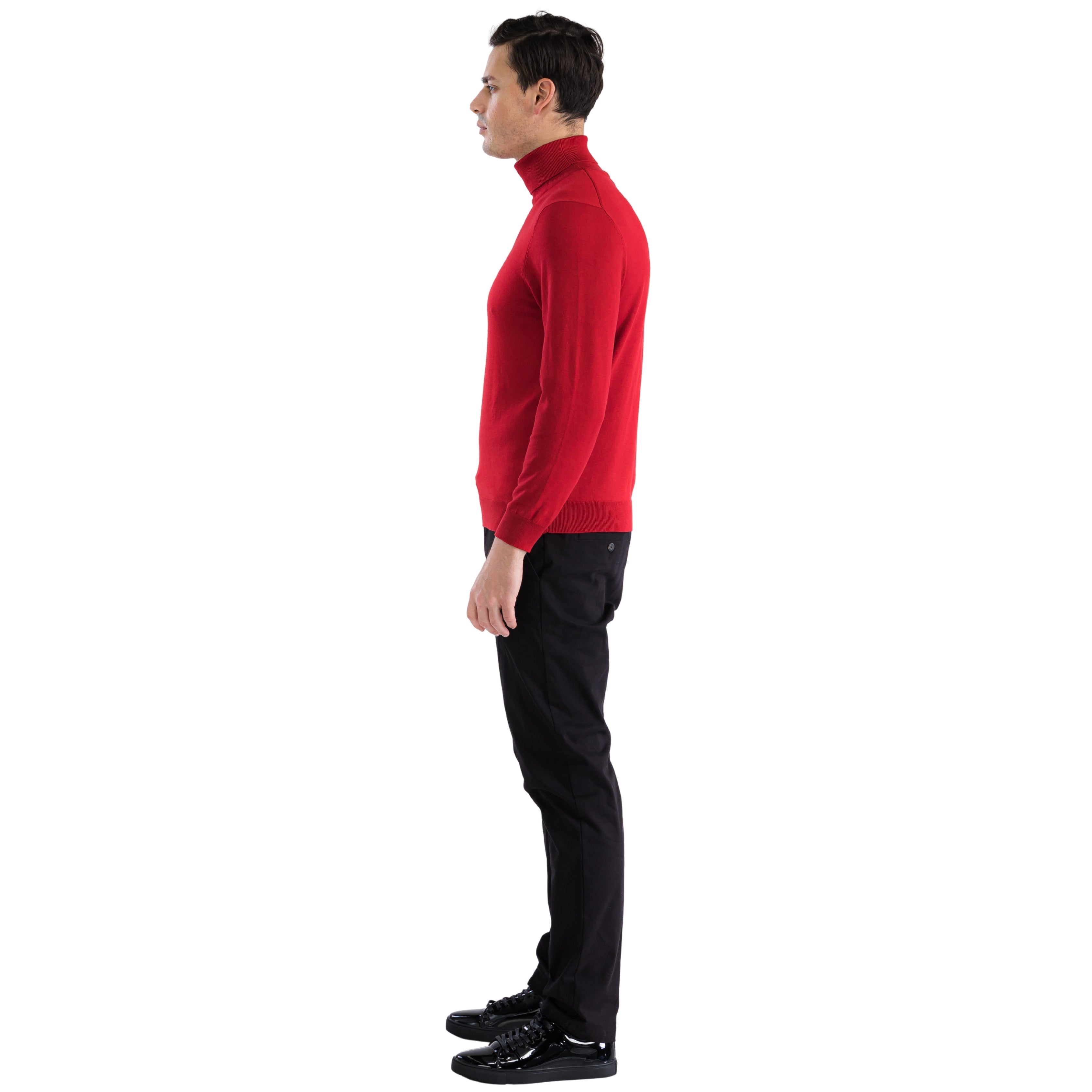 Red Pullover Turtleneck Sweater for Men