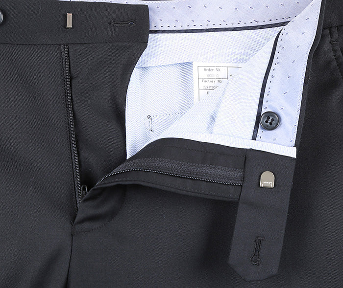 Half Canvas Modern Fit Wool Suit Black 2-Piece