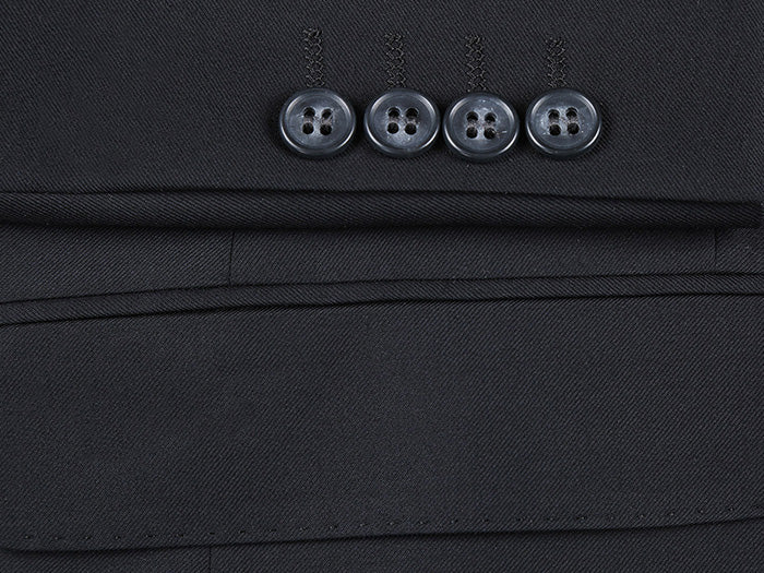 Half Canvas Wool Regular Fit 2 Piece Suit Black