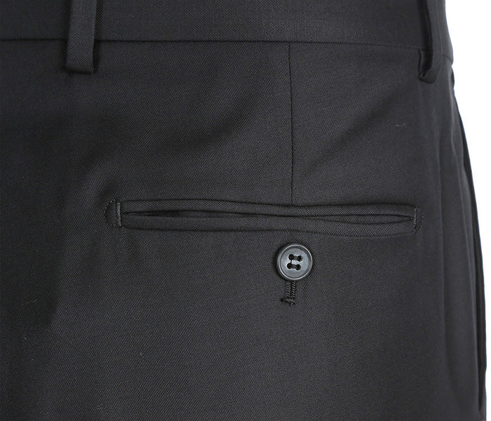 Half Canvas Wool Regular Fit 2 Piece Suit Black