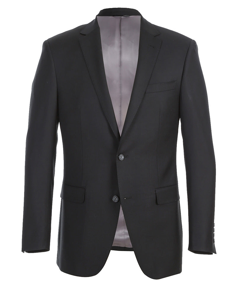 Half Canvas Modern Fit Wool Suit Black 2-Piece