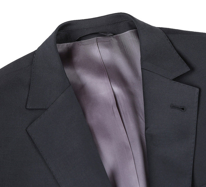 Half Canvas Modern Fit Wool Suit Black 2-Piece