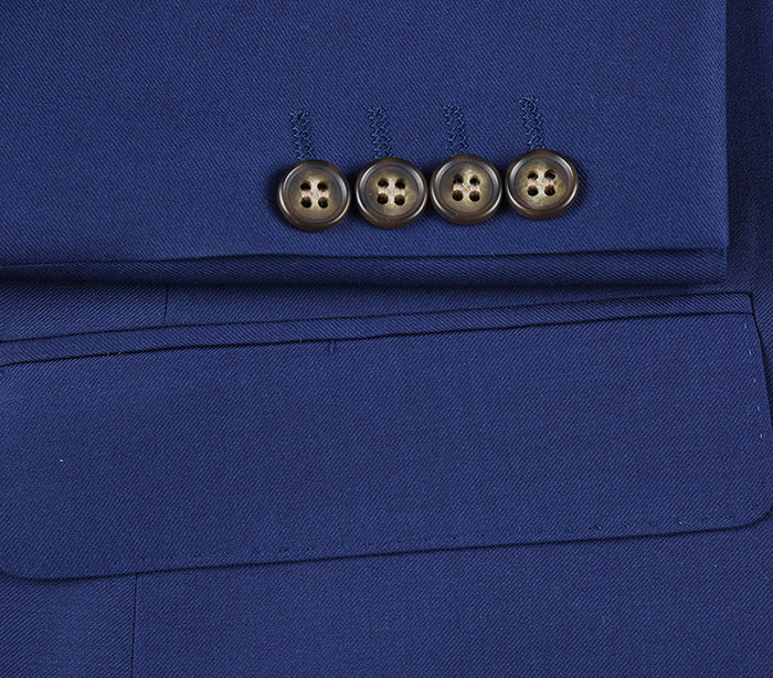 Half Canvas Wool Modern Fit 2 Piece Suit Blue