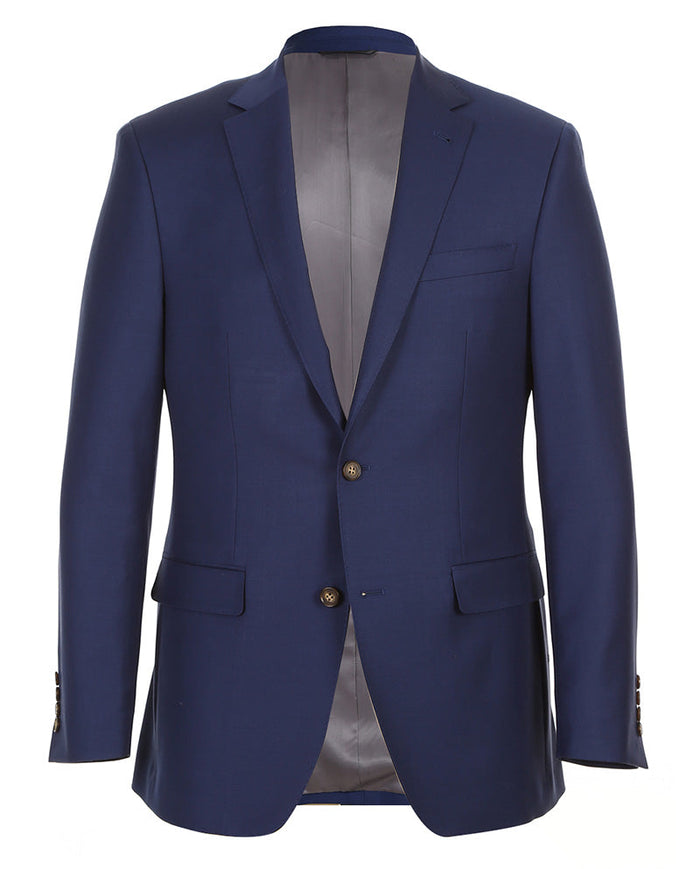 Half Canvas Wool Modern Fit 2 Piece Suit Blue