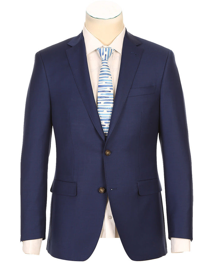 Half Canvas Wool Regular Fit 2-Piece Suit Blue
