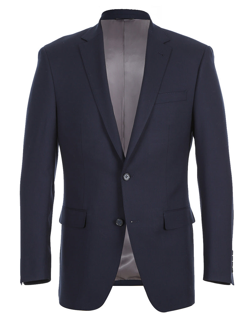 Half Canvas Modern Fit Wool Suit - Navy (2 Piece)
