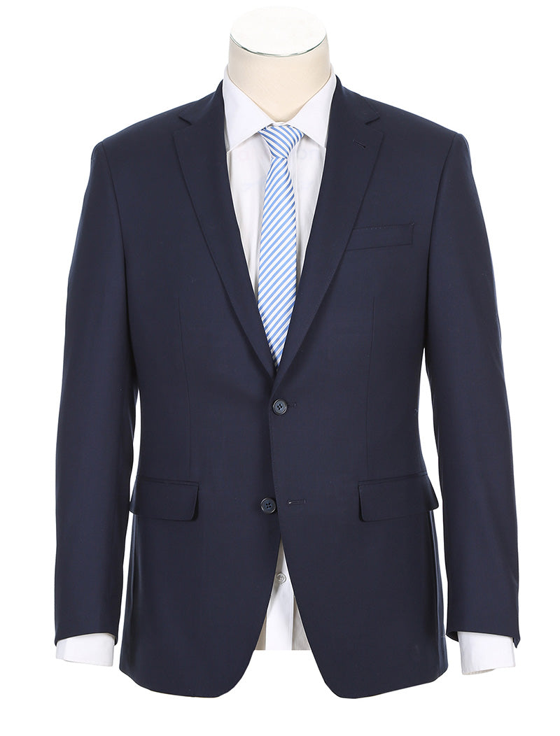 Half Canvas Modern Fit Wool Suit - Navy (2 Piece)