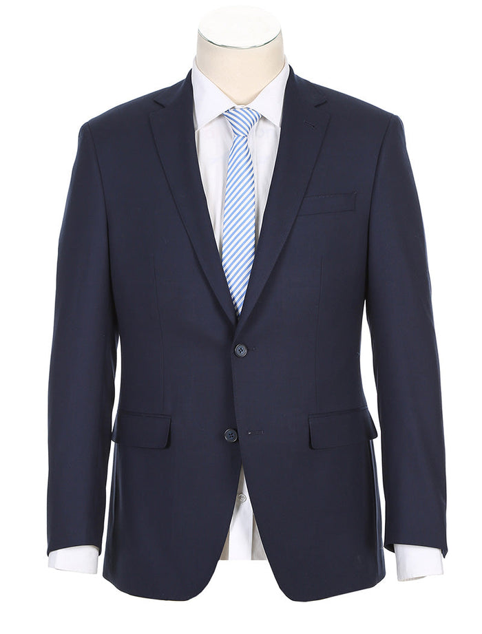Half Canvas Modern Fit Wool Suit - Navy (2 Piece)