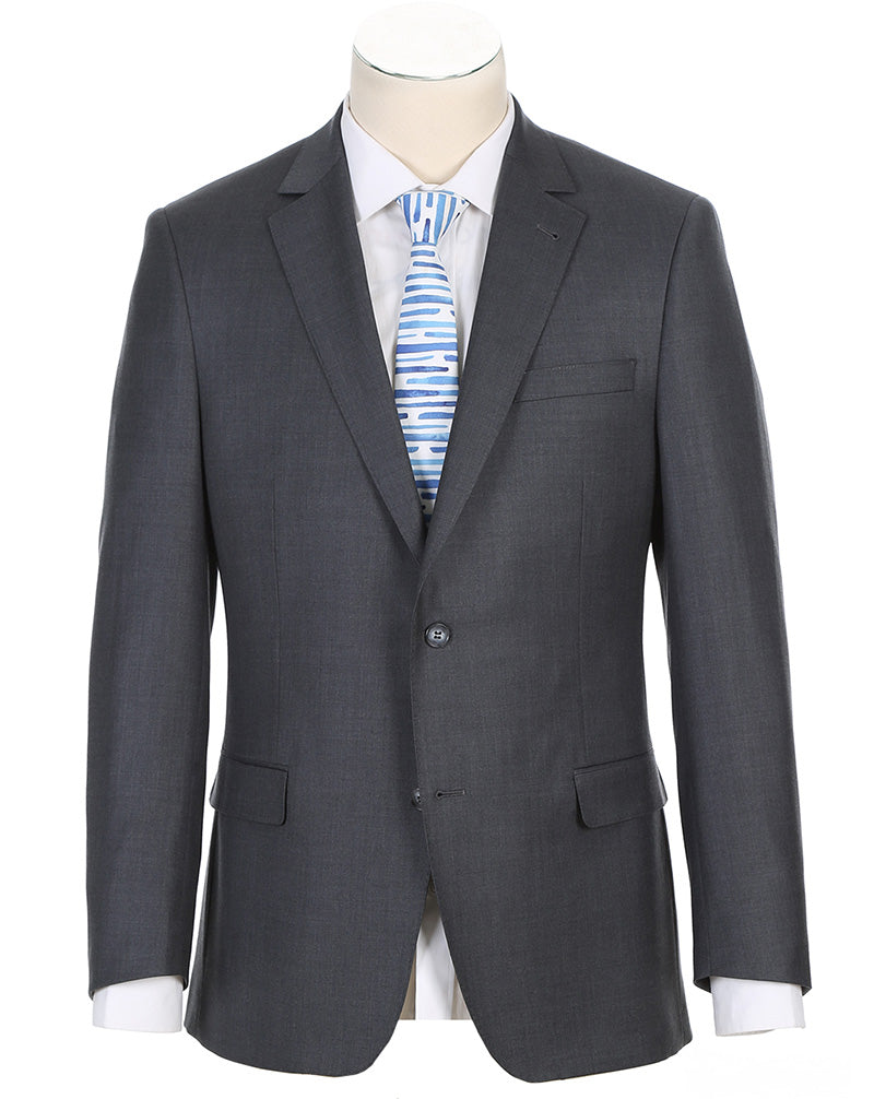 Half Canvas Wool Modern Fit 2 Piece Suit - Gray