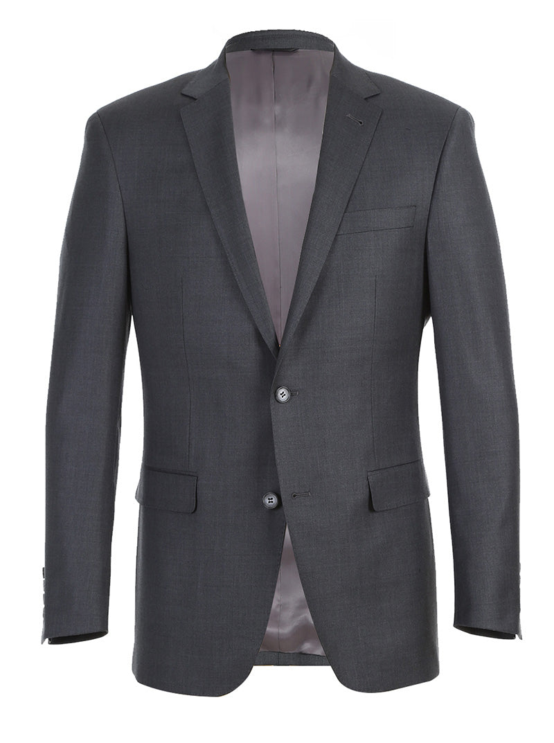 Half Canvas Wool Modern Fit 2 Piece Suit - Gray