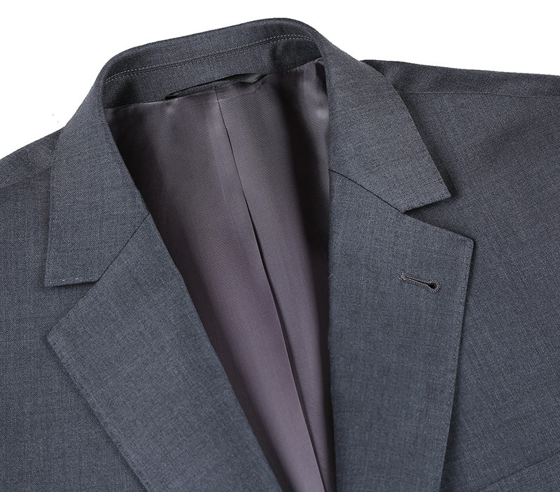 Half Canvas Wool Dress Suit Regular Fit Gray