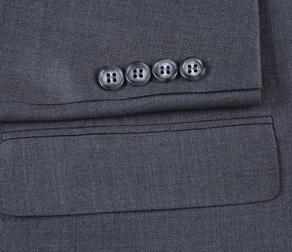Half Canvas Wool Modern Fit 2 Piece Suit - Gray